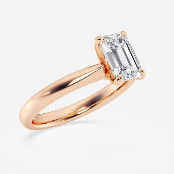 1 1/2 ctw Emerald Lab Grown Diamond Petite Solitaire Engagement Ring - Picture 6 of 6